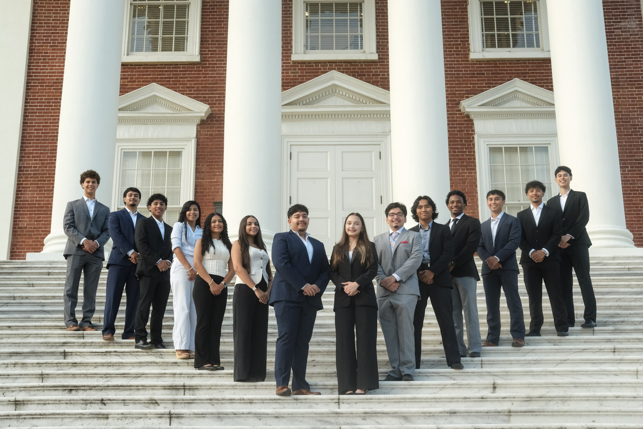 SHPE UVA 2026 executive board on the Rotunda steps